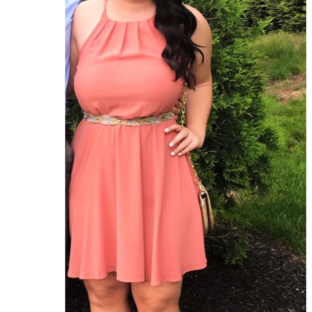 Francesca’s sleeveless cinch waist dress